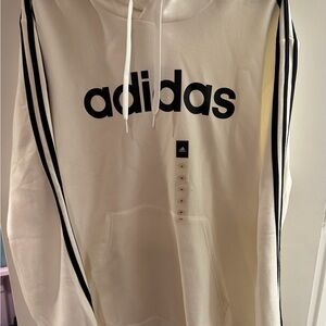Adidas Men's White Hoodie with Black Accents